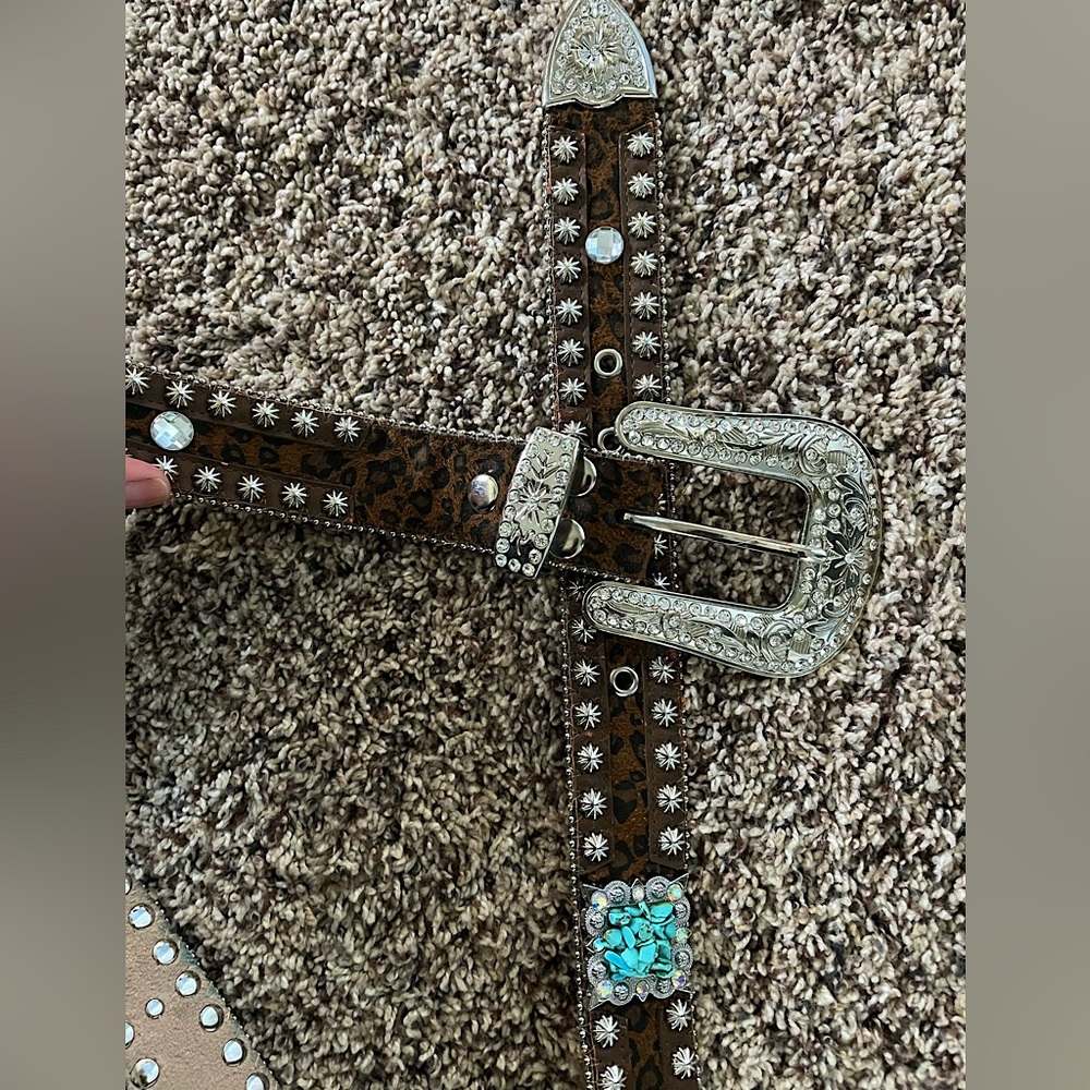Women’s Western Leopard and Turquoise belt